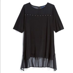 Black Studded tunic with sheer high low ba…
